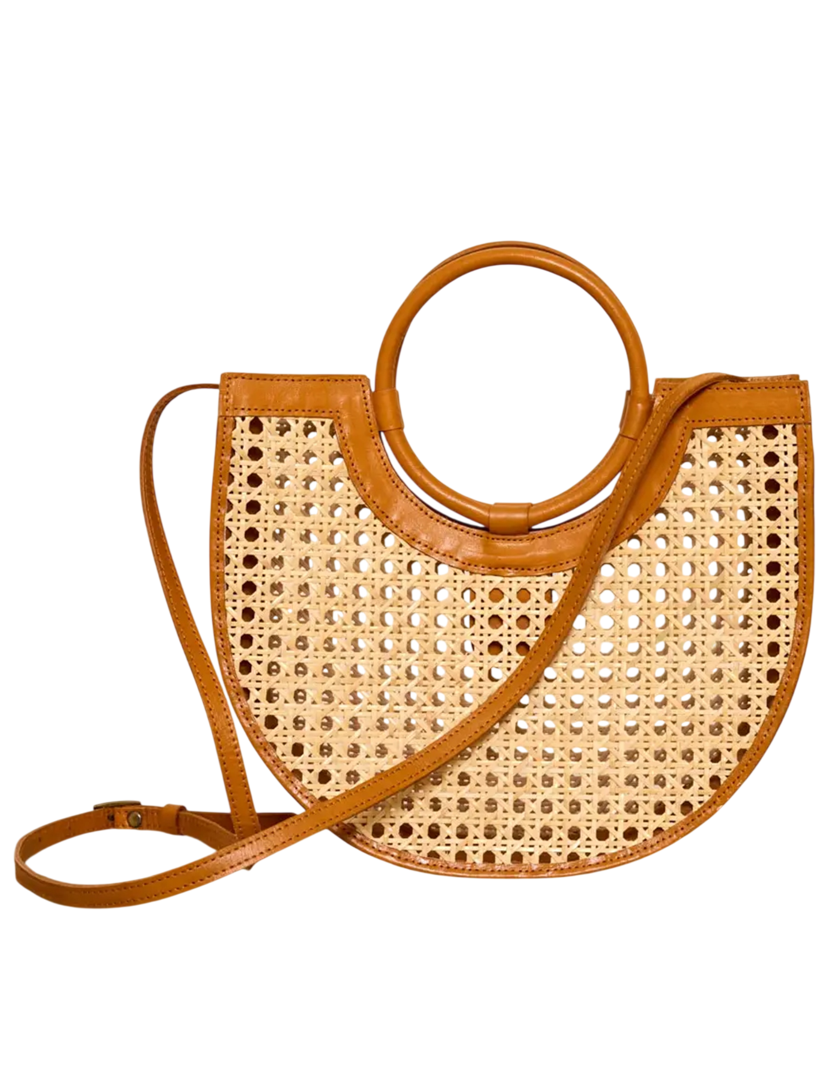 Mayyan Round Leather Handle Handbag
