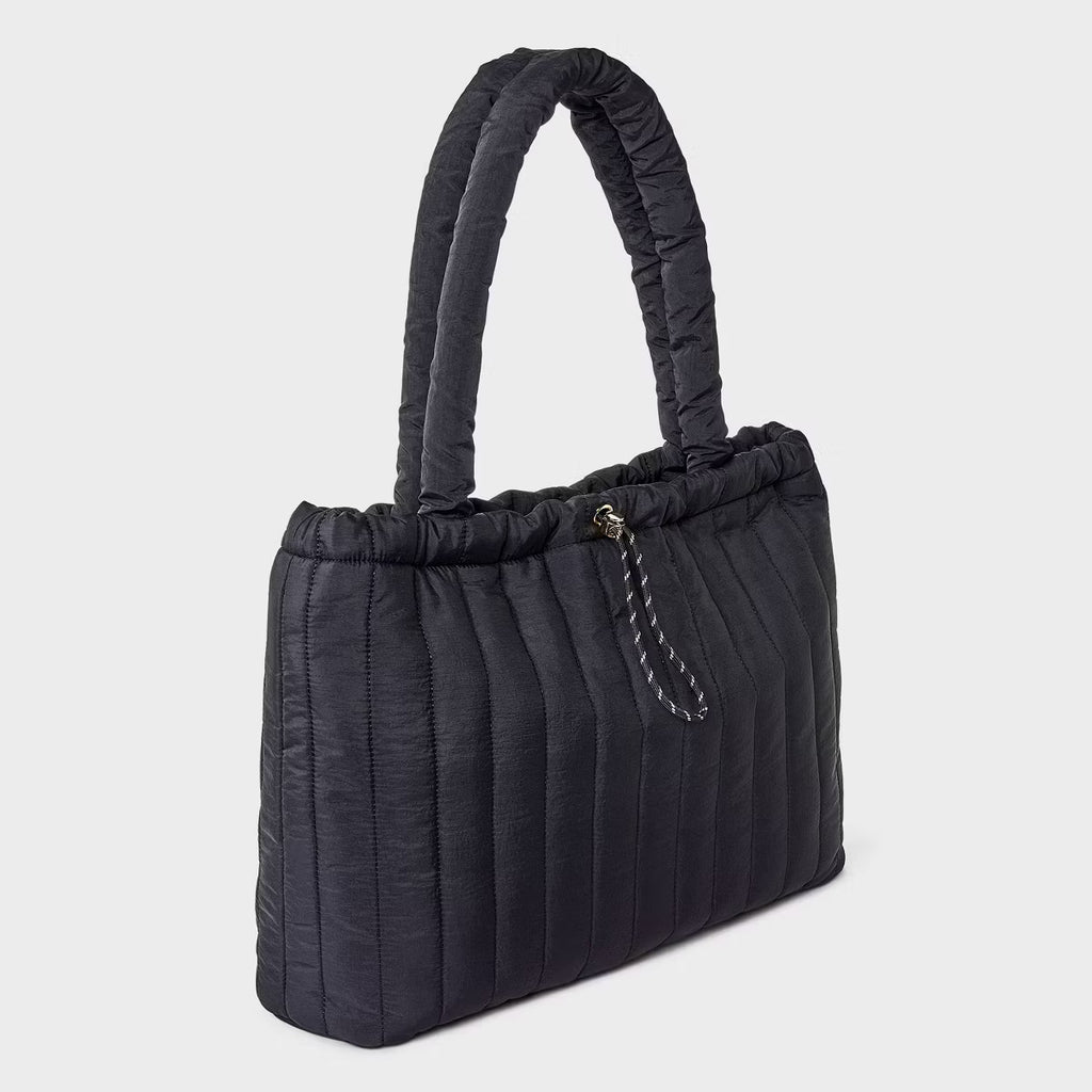 Mayyan Ruched Quilted Shoulder Tote Bag