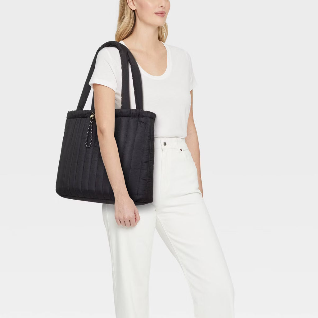 Mayyan Ruched Quilted Shoulder Tote Bag