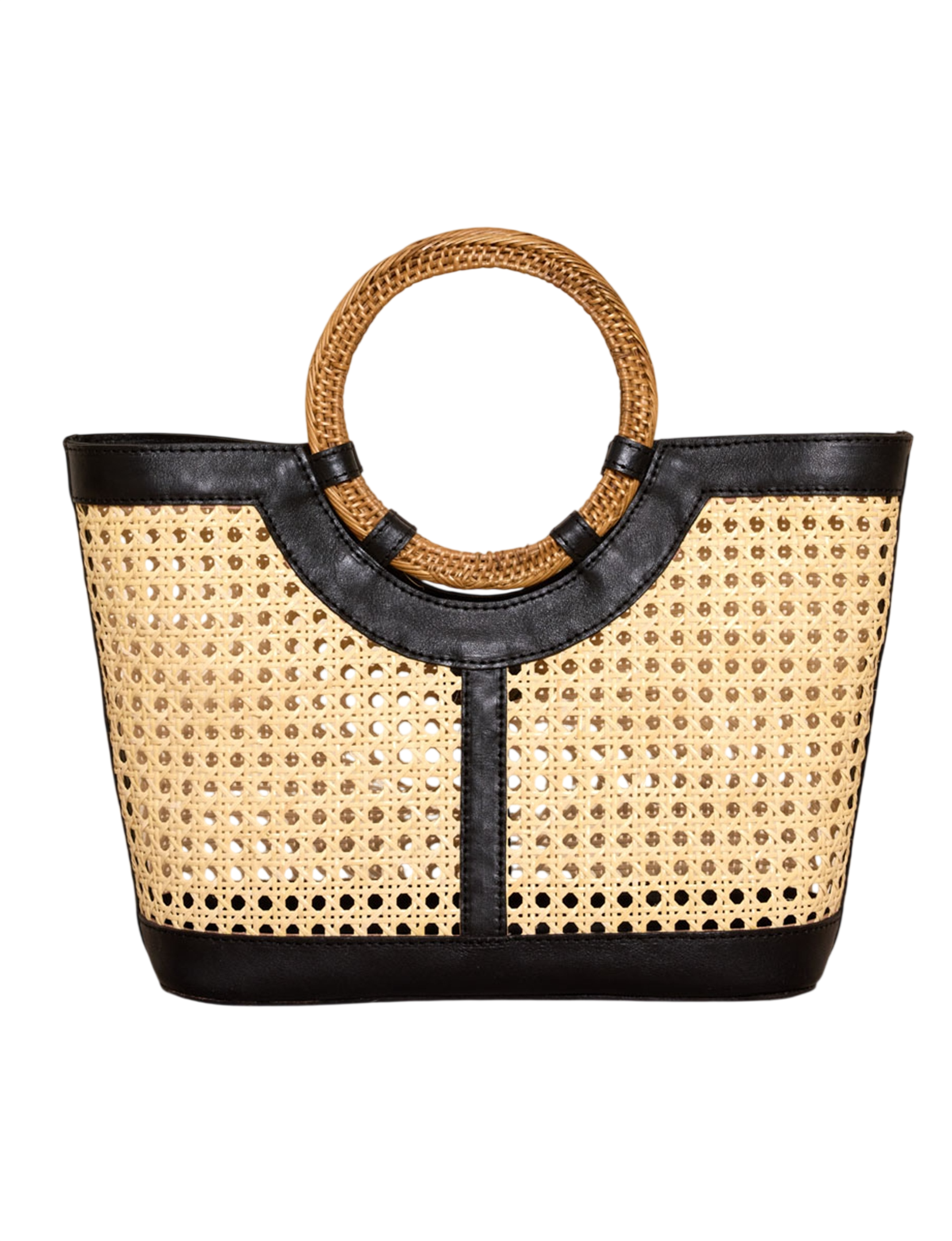 Mayyan Square Tote, Black Leather