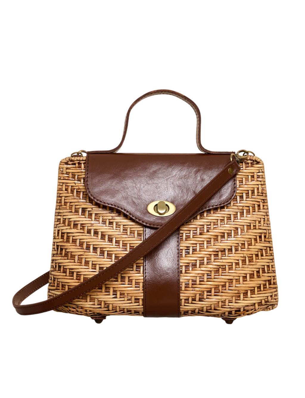 Mayyan Rattan Twist Crossbody, Dark Brown