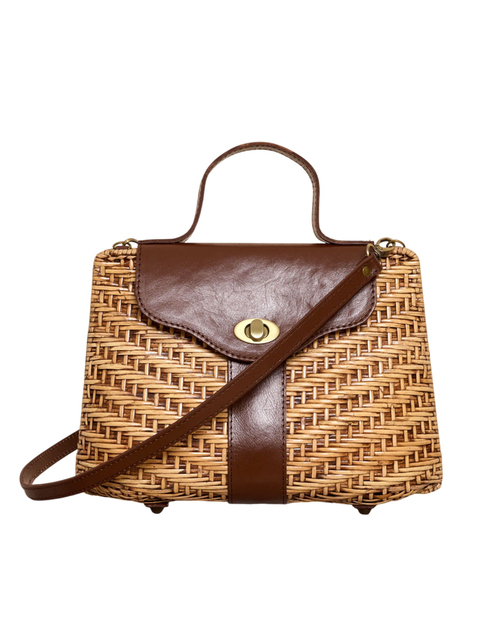 Mayyan Rattan Twist Crossbody, Dark Brown