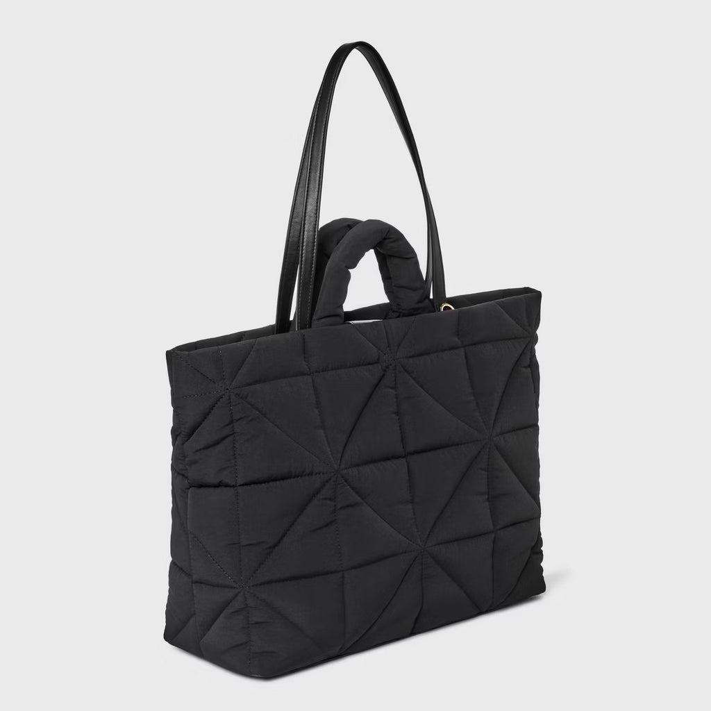 Mayyan Quilted Puffer Tote Bag with Dual Handles