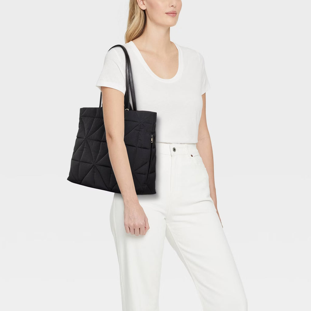 Mayyan Quilted Puffer Tote Bag with Dual Handles